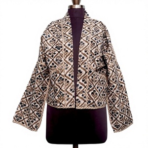 Best Quality Handmade Breathable Cotton <b>Kantha</b> <b>Jacket</b> Screen Printed Design Button Closure for Women's Casual Wear Parties - Product Image 1