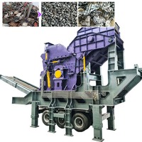 Concasseur à marteaux mobile pour le recyclage des métaux, la ferraille, les blocs de moteur de voiture, les plaques d'acier et le fonte