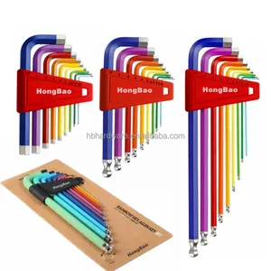 3 Size Colorful Rainbow 9pcs Ball Point SAE Metric Star Flat head End Allen Wrench hex key set spanner Hexagon hex key Set