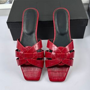 Mules Planos de Moda para Mujer, de Cuero Genuino, con Tira Tejida, Punta Abierta, Cómodos, Impermeables, Transpirables, para Uso Diario de Verano, de Diseñador - Product Image 3