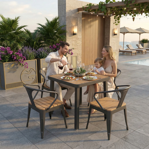 Muebles Comerciales para Restaurantes al por Mayor, Juego de Mesa y Sillas para Exterior con Estructura Metálica Antioxidante y WPC, Directo de Fábrica para Cafeterías - Product Image 2