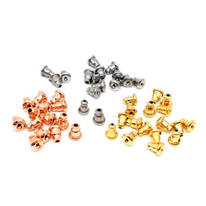 Bouchons de boucles d'oreilles en acier inoxydable plaqué or 18 carats, type rivets à tête en forme de balle |   Accessoires métalliques durables pour la création artisanale - Product Image 1