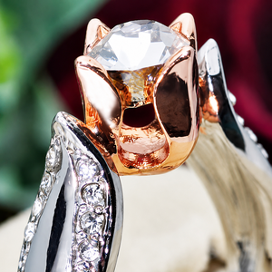 Anello floreale bicolore con rose per donna, anello creativo alla moda - Product Image 4