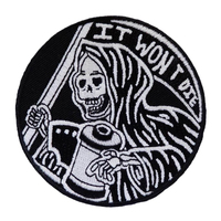 Patch brodé personnalisé phosphorescent en gros avec motif floral, conception thermocollante et badges brodés avec logo pour vêtements