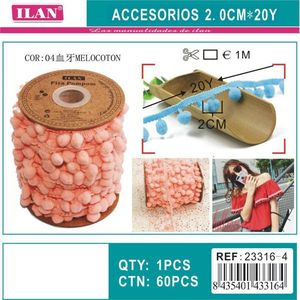 Passamaneria Ilan Pom Pom Larga 2.0 Cm, 20 Iarde per Decorazioni di Gonne e Artigianato - Product Image 2