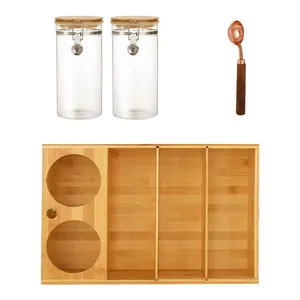 bamboo coffee cup storage box organizer rack household products filter holder stand basket tray shelf capsule holder