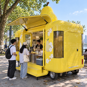 Custom Pear-Themed Mobile Food Trailer with Large Serving Window Fruit Juice Beverage Ice Cream Kiosk for Sale - Product Image 1
