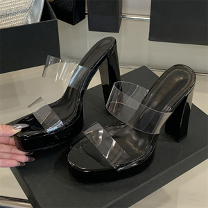 Sandales d'été 2025 confortables à talons hauts pour femmes, transparentes, pour mariages et soirées, à talon épais, antidérapantes et légères pour le printemps - Product Image 4