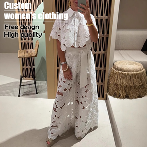 2025 estate <span class=keywords><strong>donna</strong></span> Sexy due pezzi Set tinta unita Cardigan incavato e <span class=keywords><strong>pantaloncini</strong></span> larghi sopra il ginocchio Top tailleur pantalone da <span class=keywords><strong>donna</strong></span> - Product Image 1