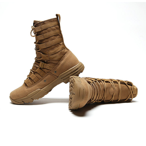 Hautes Bottes De Combat D'isolement Sur Le Fond Blanc Photo stock