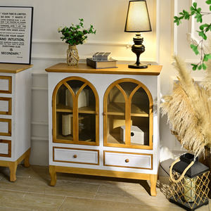 Armoire de rangement de cuisine en bois massif INNOVA, porte en verre cintré, meuble d'appoint, salle à manger, salon, design français, ferme, hôtel - Product Image 3