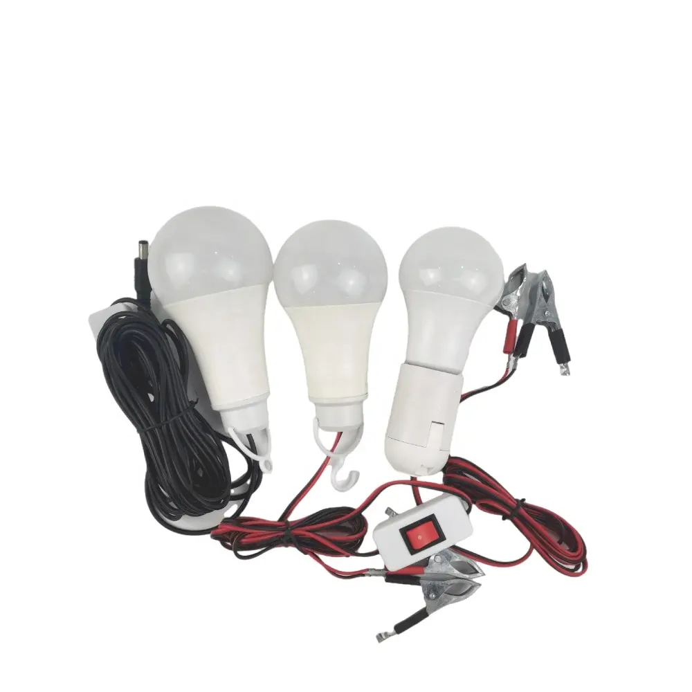 Fábrica Estoque De Energia De Baixa Tensão DC12v Levou Luzes De Bulbo E27 B22 5W 7W 9W 12W 18W Lâmpada 12V Levou Lâmpada Com Clip Interruptor De Fio