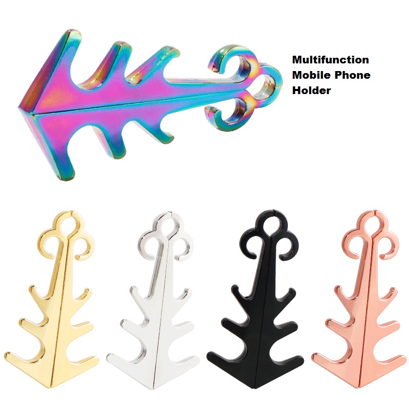 Многофункциональная металлическая открывалка для бутылок в форме якоря, 2 детали, Портативная подставка для мобильного телефона, настольная подставка