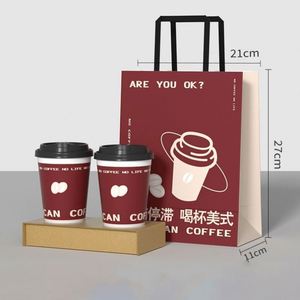 บรรจุภัณฑ์กาแฟ ชา เบียร์ แบบนำกลับบ้าน สำหรับขายส่ง รีไซเคิลได้ พร้อมโลโก้สั่งทำ แก้วกระดาษและถุงกระดาษคราฟท์ สำหรับขนาดเดี่ยว/สองชั้น - Product Image 4