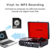 Tocadiscos Retro OEM/ODM con Bluetooth, Maletín, 3 Velocidades, Fonógrafo, USB, SD, con Altavoces Estéreo