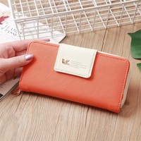 Dompet Clutch Panjang Wanita Kulit PU Grosir Merek OEM dengan Lapisan Poliester Desain Huruf & Karakter 2024