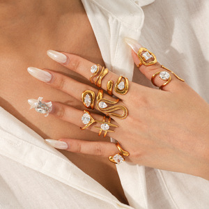 JZ150 European and American Stainless Steel <b>Rings</b> Women Trendy 18K Gold Plated Do Not Fade Niche High-Level <b>Open</b> <b>Ring</b> Gift - Product Image 4