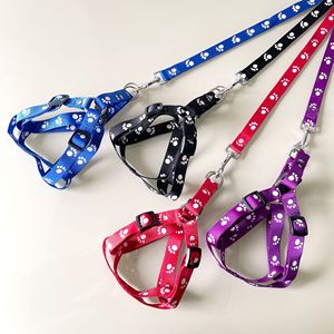 漫画の足跡犬のハーネスとリーシュセットナイロン犬の首輪とリーシュセットペットハーネスセット - Product Image 3