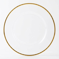 Assiettes de Présentation Modernes Personnalisées de 13 Pouces, Transparentes, avec Bord Doré, en Plastique, pour Dîner, Mariage, Fêtes et Événements Formels – Vente en Gros