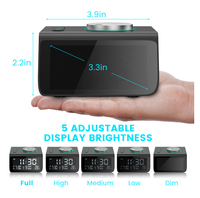 Digitale wekker met FM-radio, BT-speaker, dubbele USB-oplaadpoorten, temperatuurdetectie, snooze-functie, geschikt voor hotelkamers