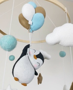 ของตกแต่งห้องสไตล์มินิมอล โบโฮ ทำจากไม้ เป็นมิตรกับสิ่งแวดล้อม รูปนกเพนกวิน ของเล่นทำมือ นุ่มนิ่ม ตกแต่งห้องเด็ก ของเล่นแขวนเปลเด็ก - Product Image 4