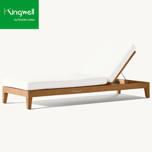เตียงอาบแดดทรงสี่เหลี่ยมหรูหราทันสมัย ทำจากไม้สัก สำหรับใช้กลางแจ้ง โรงแรม สระว่ายน้ำ ลานบ้าน สวนสาธารณะ พร้อมเบาะรองนั่งกันรังสียูวี - Product Image 5