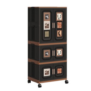 Home Use Vintage Style Folding Wardrobe Large Capacity Thickened Plastic Storage Cabinet For Living Room Bedroom - Product Image 4