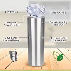 Wholesale 20oz 30oz Stainless Steel Straight Skinny Tumblers with for <b>Straw</b> Lid DIY Printing Gift for White for Sublimation Blan - Product Image 4