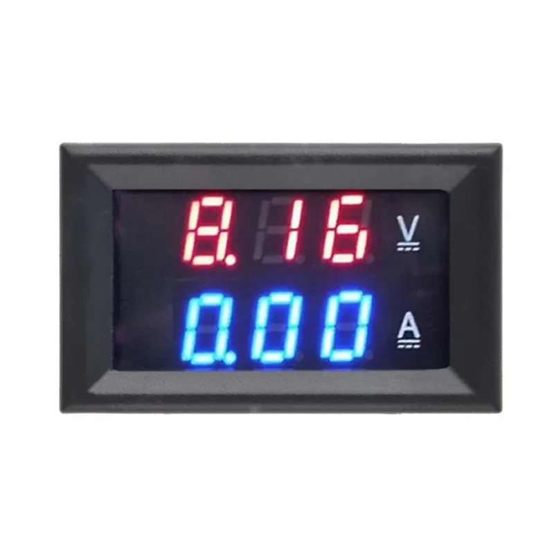 DC 0-100V 10A Pengukur Tegangan Volt Pengukur Amper Merah Biru LED Amp Dual Digital Volt Meter Gauge LED Display