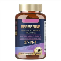 Capsules de berbérine en marque privée OEM, extrait complexe d'herbes 27-en-1 avec cannelle de Ceylan et chardon-Marie, complément personnalisé
