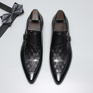 Zapatos formales de cuero genuino británicos, estilo casual de negocios, con punta en pico, brillantes, con botones, zapatos de cuero modernos. - Product Image 6