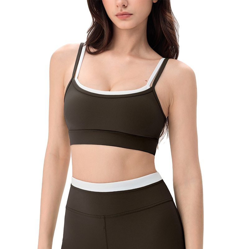 New Women's High Support Shock-proof Spandex/Nylon Running Gym Yoga Vest-style Sports Bra Non-adjusted Straps Solid Pattern