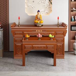 שולחן מזבח בודהיסטי בסגנון סיני מעץ מלא, מקדש בית לאמונה עם אחסון מרווח, עיצוב מסורתי אלגנטי - Product Image 5