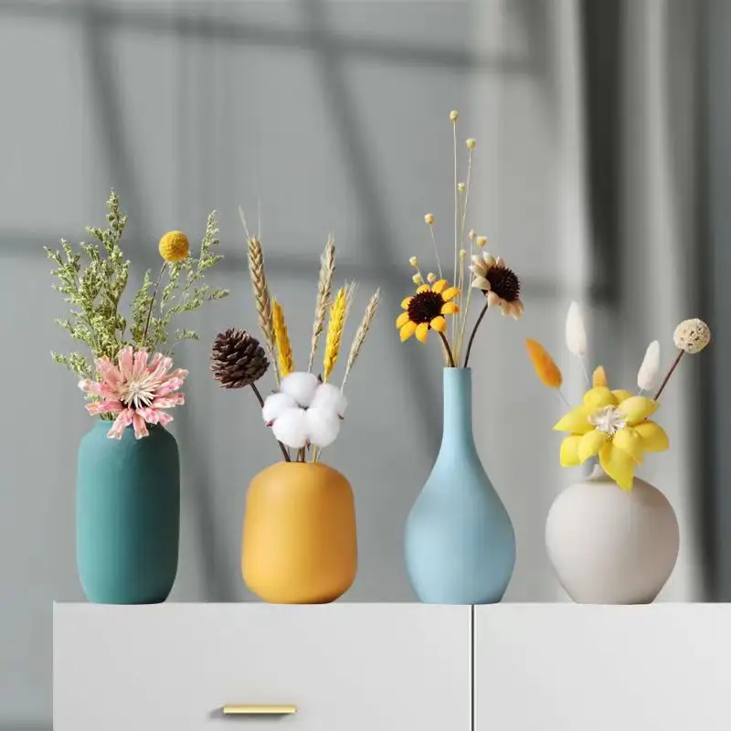 현대 북유럽 크리에이티브 모란디 세라믹 새싹 꽃병 테이블을위한 미니멀리즘 스타일