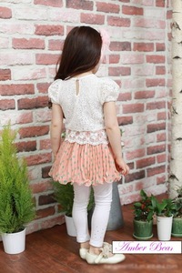 Vente en gros de robes de fête vintage en dentelle smockée pour filles et enfants, à manches courtes, en provenance de Chine - Product Image 4