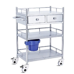 क्लिनिक अस्पताल चिकित्सा सर्जिकल उपकरण दराज के पहियों के साथ दो परत तीन परत ट्रॉली स्टेनलेस स्टील ट्रॉली - Product Image 2