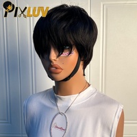 Perruque Pixie Cut sans colle, cheveux humains lisses, perruque en cheveux vietnamiens bruts, vente en gros de perruques en cheveux humains couleur naturelle