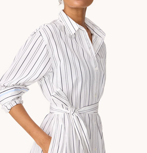 OEM Hot Sala nuovo vestito di lino estivo alla moda e Casual per le donne è un elegante abito di cotone camicia a righe - Product Image 2