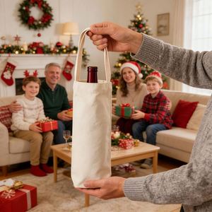 Canvas Portable Handheld <b>Beer</b> Tote Wine Bottle Bag Gift Packaging for Party Events - Product Image 1
