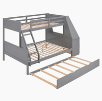 Lit superposé double gris avec lit gigogne et bureau intégré Lit à deux couches pour enfants/enfants/étudiants avec lit gigogne
