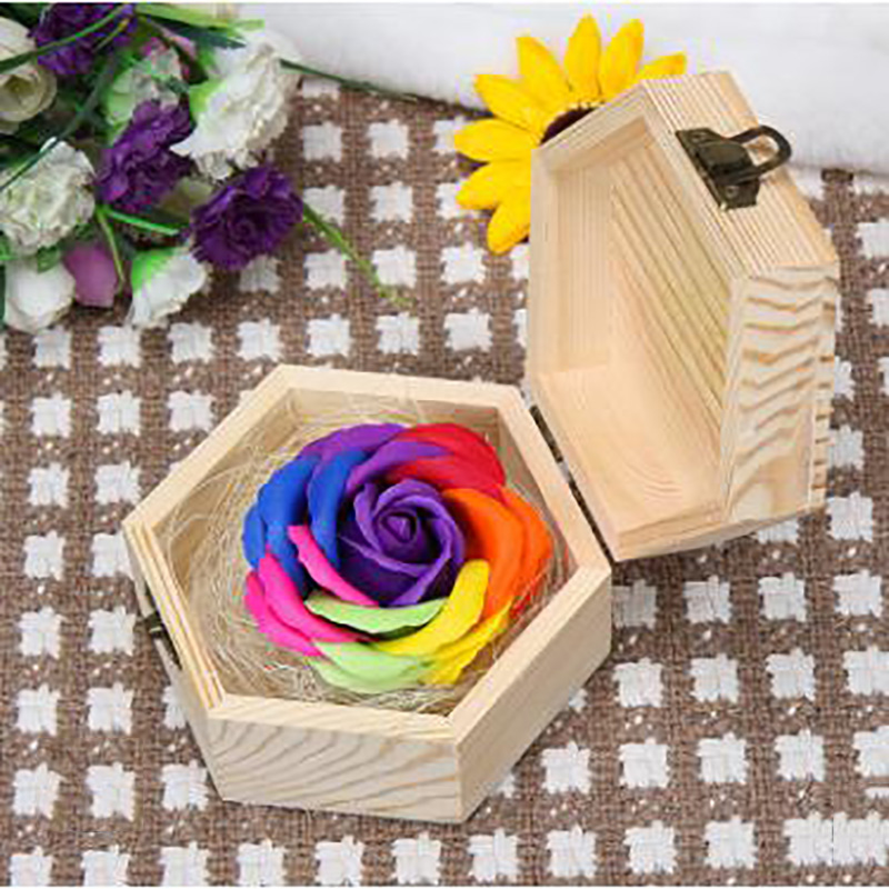 HS-3-4 esagonale scatola di legno colorato viola/#4