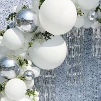 125PCS kit de guirlande d'arche de ballon en latex blanc et argent pour mariage anniversaire de mariage enterrement de vie de garçon décoration ensembles de ballons
