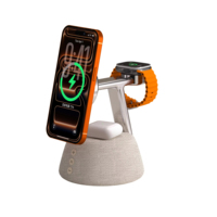 KUANGXIANG 2026 Bestseller Stazione di Ricarica Desktop 4-in-1 da 25W con Altoparlante Wireless e Luce Notturna Calda per Casa e Ufficio