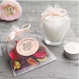 Vente en gros de sachets à cordon en organza avec pétales de rose séchés bon marché - Product Image 3