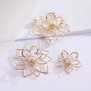 Gold Plated Filigree Metal Flowers Findings Charms Connectors For Diy Earrings Embellishments Hair Jewelry Craft Making