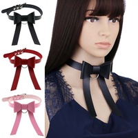Collier en cuir avec nœud papillon, accessoire de mode Punk et gothique
