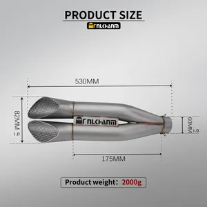 ท่อไอเสียสแตนเลส Universal 60 มม. Gemini แบบสองทางออก สีเงิน รุ่นใหม่ R9 <span class=keywords><strong>R1</strong></span> <span class=keywords><strong>GSX</strong></span>-R1000 ZX-4R ZX-6R ZX-10R - Product Image 2