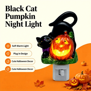 Projecteur LED Nuit Lumineuse Chat Noir Citrouille Halloween Effet Spooky Décoration Éclairage Maison Lampe Animal Mignonne à Brancher Vente en Gros Cadeau Doux - Product Image 3