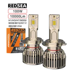 Redsea brightest R5 luces led para auto luz h1 h7 h11 led headlight bulb 100W 10000LM led lupa proyector h4 h7 led headlight kit