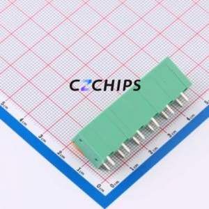 MX142V-7.62-06P-GN01-Cu-A Spring Terminal Block Through hole Component (THT),P=7.62mm Connector 1x6P 7.62mm Green Through Hole - Product Image 2